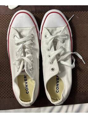 Converse Chuck Taylor All Star Low Top White Canvas Sneakers Mens 6 Womens 8